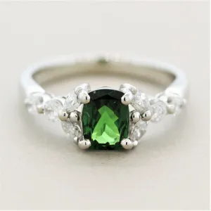 Tsavorite Diamond Platinum Ring