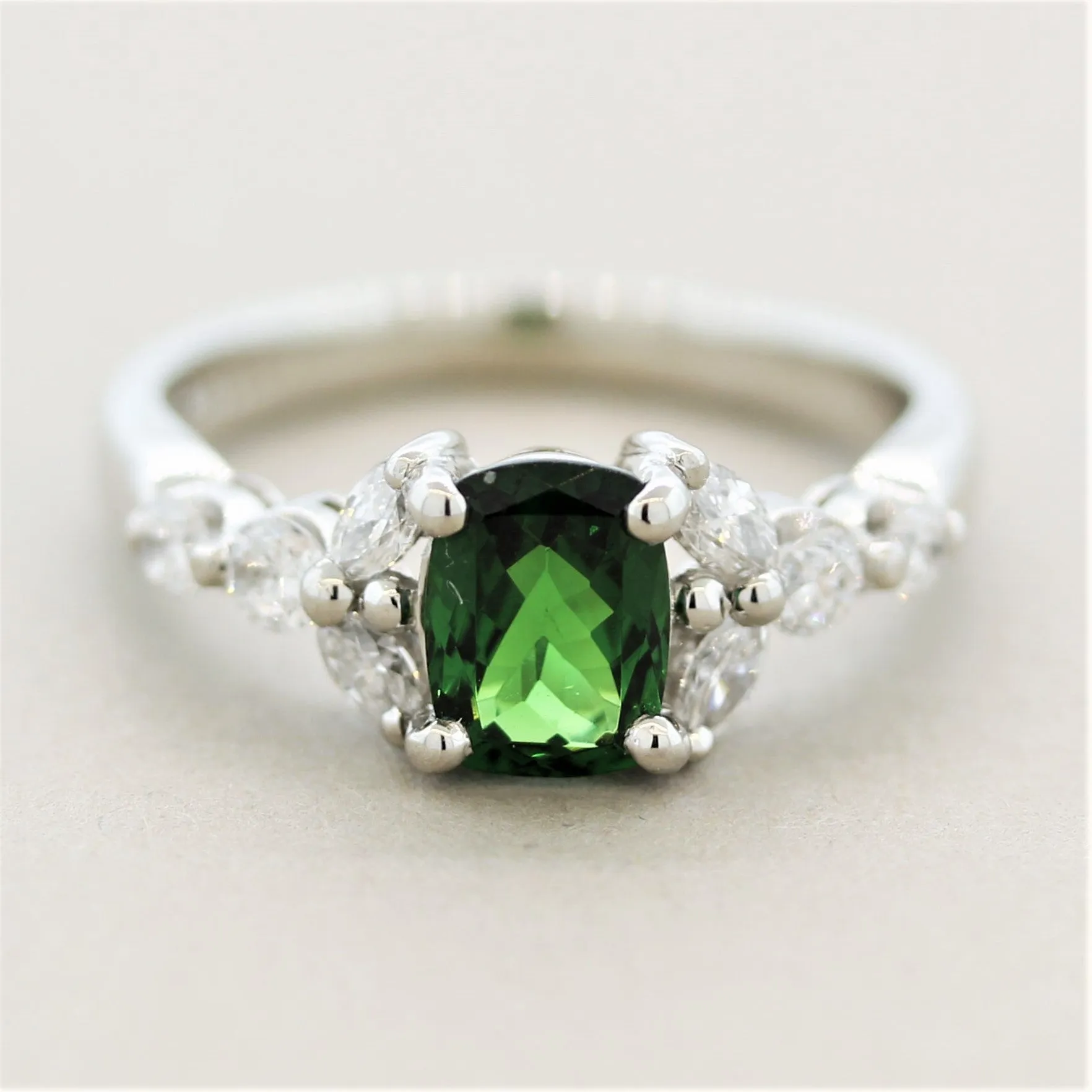Tsavorite Diamond Platinum Ring
