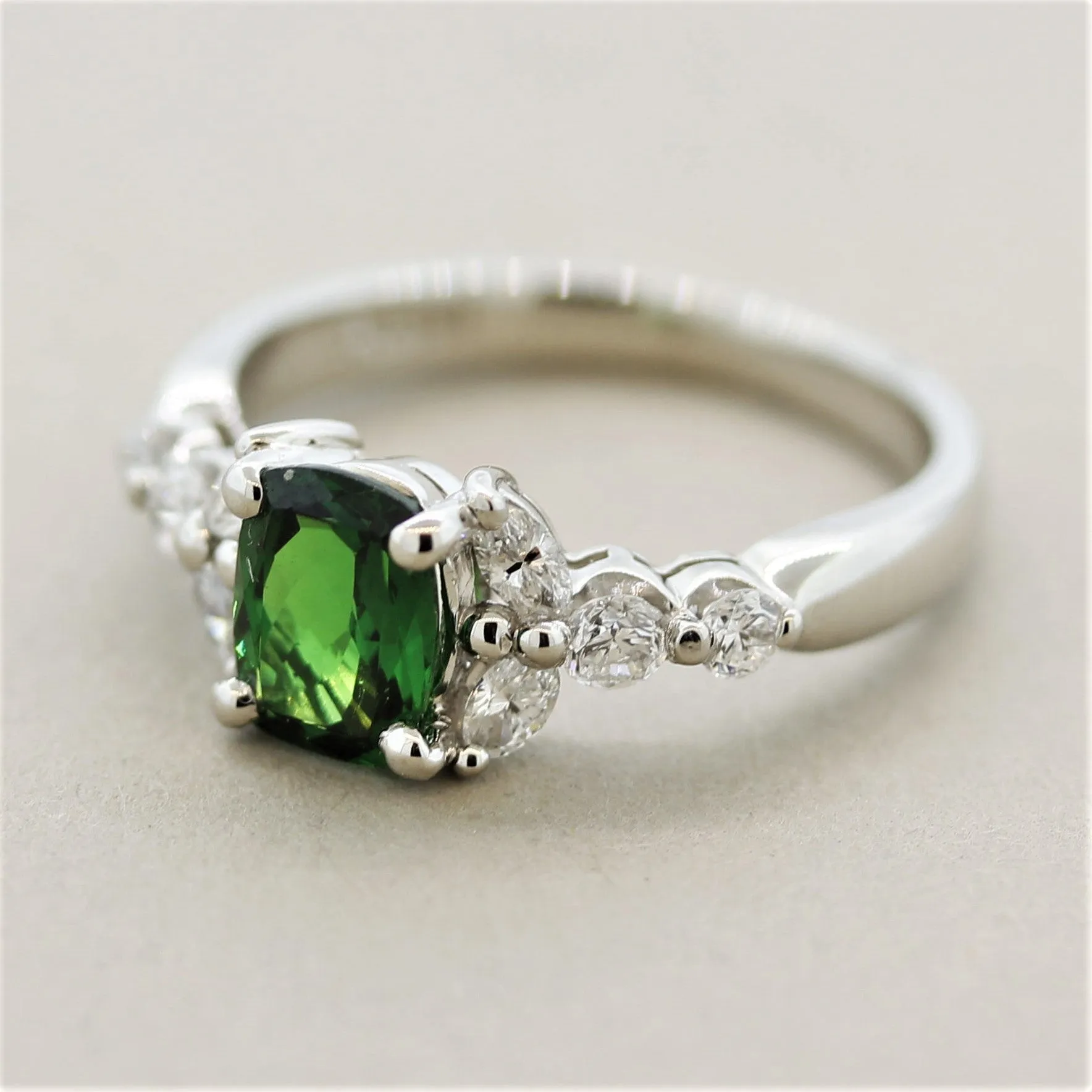Tsavorite Diamond Platinum Ring