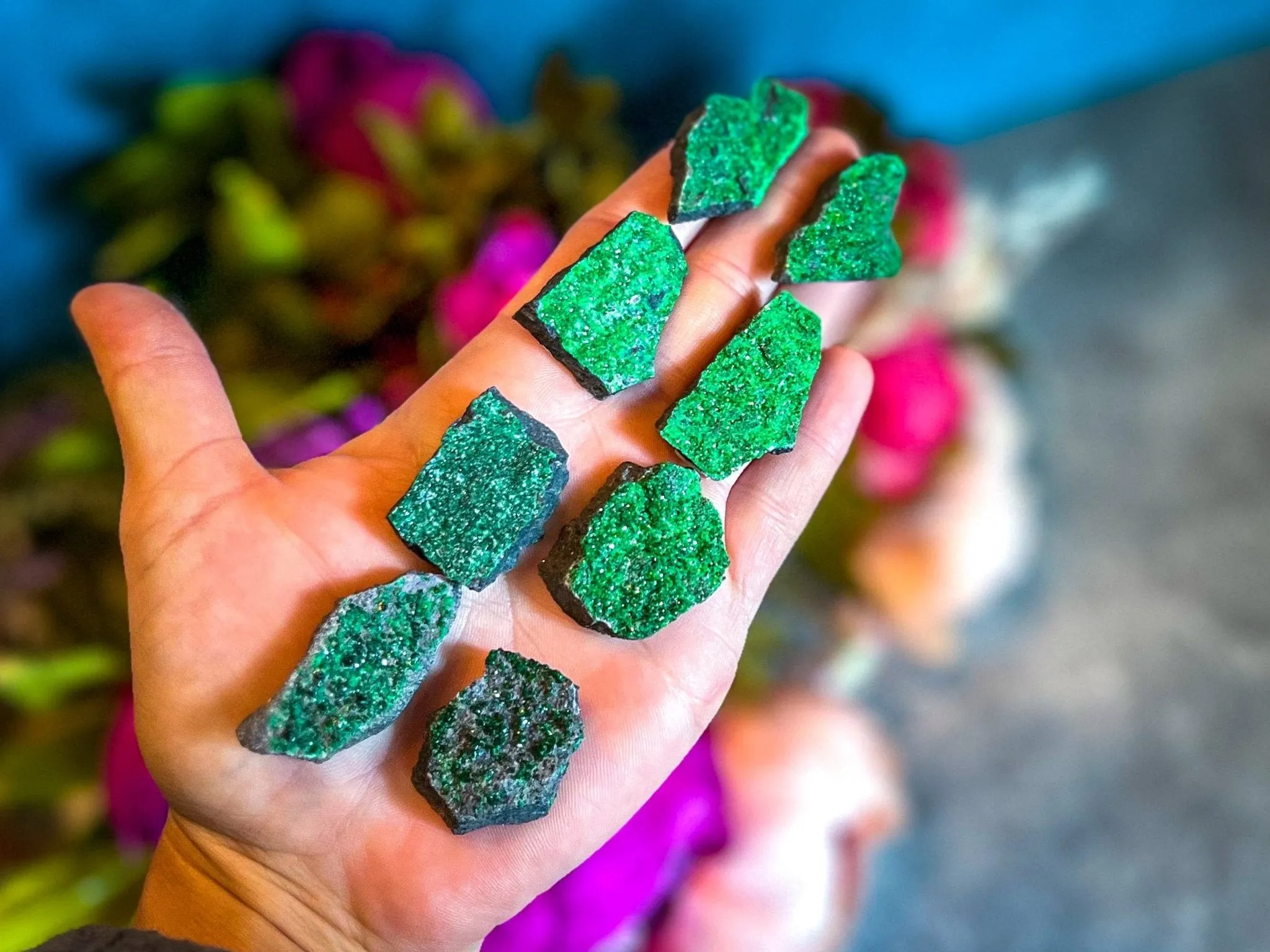 Uvarovite Garnet Specimens, Raw Crystals and Stones
