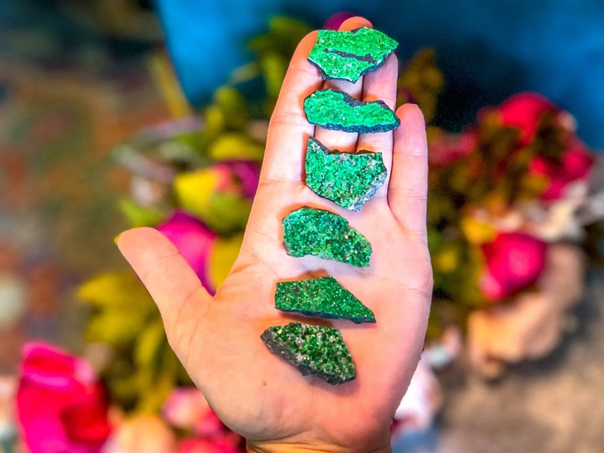 Uvarovite Garnet Specimens, Raw Crystals and Stones