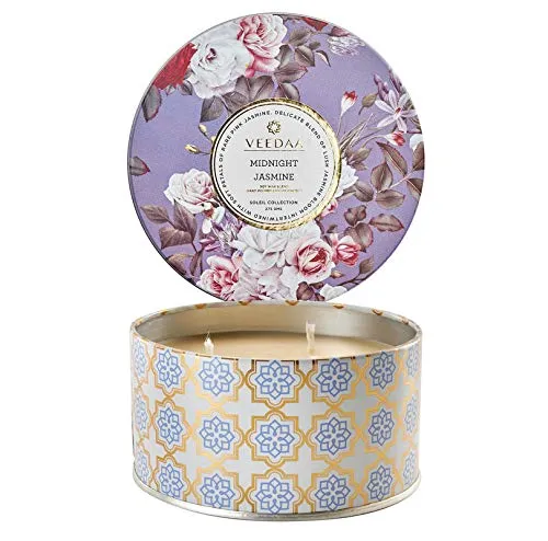 VEEDAA Midnight Jasmine Soy Wax 3 Wick Tin Scented Candle (Burns 40 hours)