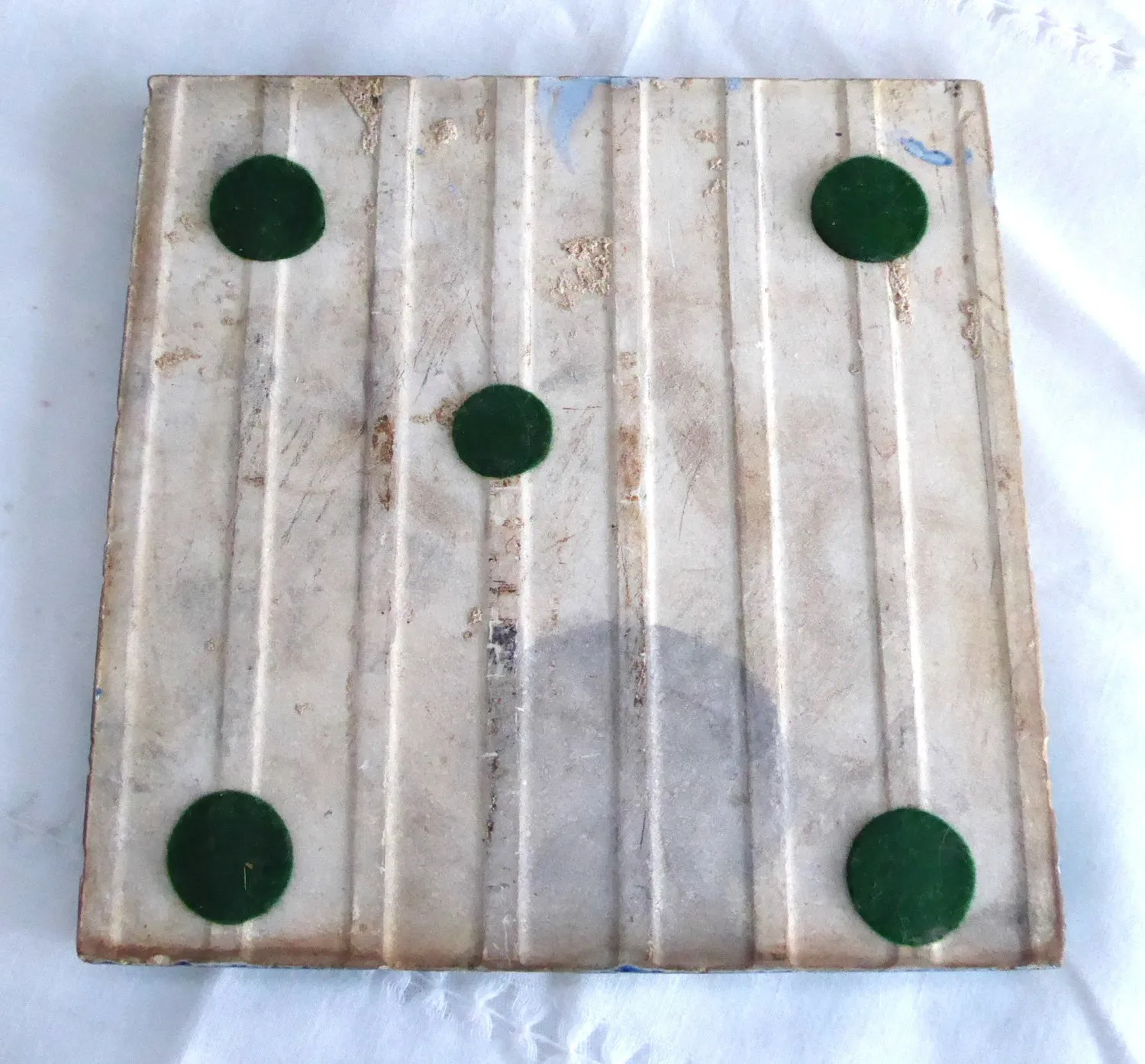 Victorian English Teal Aesthetic English Staffordshire Tile Majolica Art Pottery 1870s Trivet