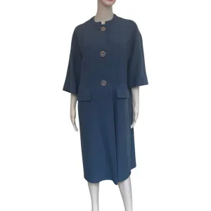 Vintage 1950s Cornflower Blue Short-Sleeve Wool Coat