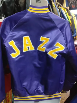 Vintage 80s UTAH JAZZ NBA Chalk Line Back Patch Jacket S