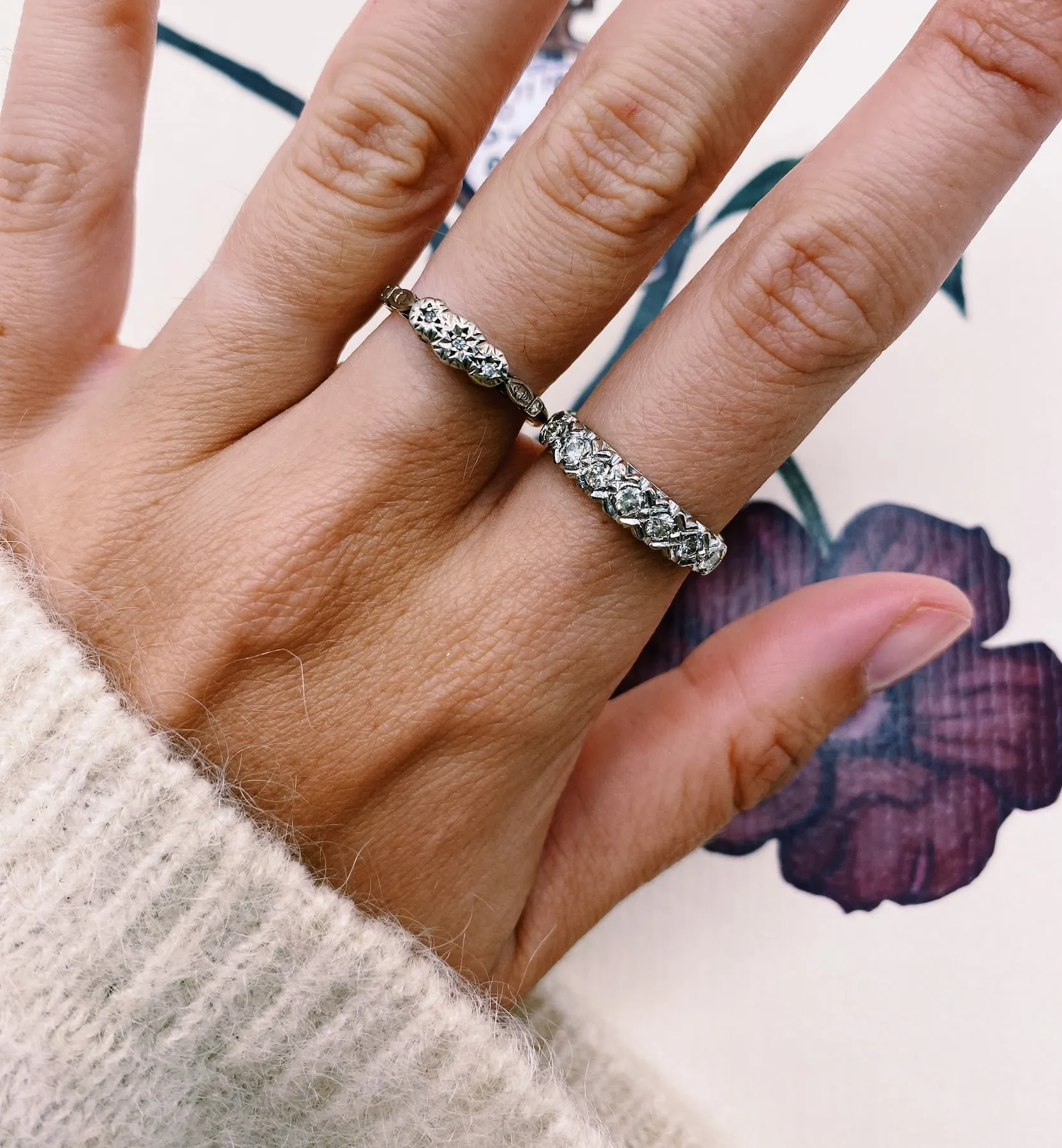 Vintage Diamond Luminous Crown Ring