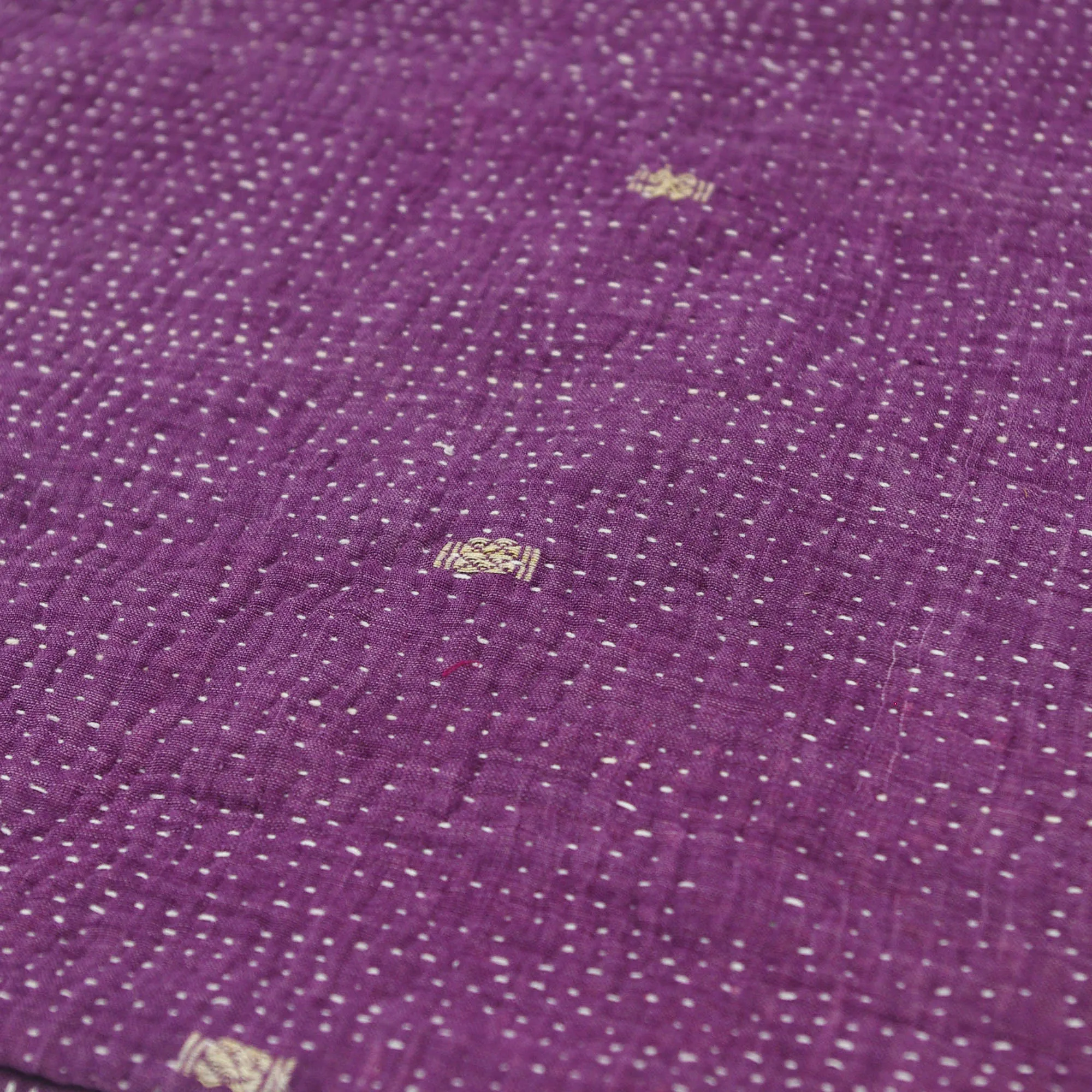 Vintage Fine Kantha Stitched Cotton Tote Bag- Dusty Purple
