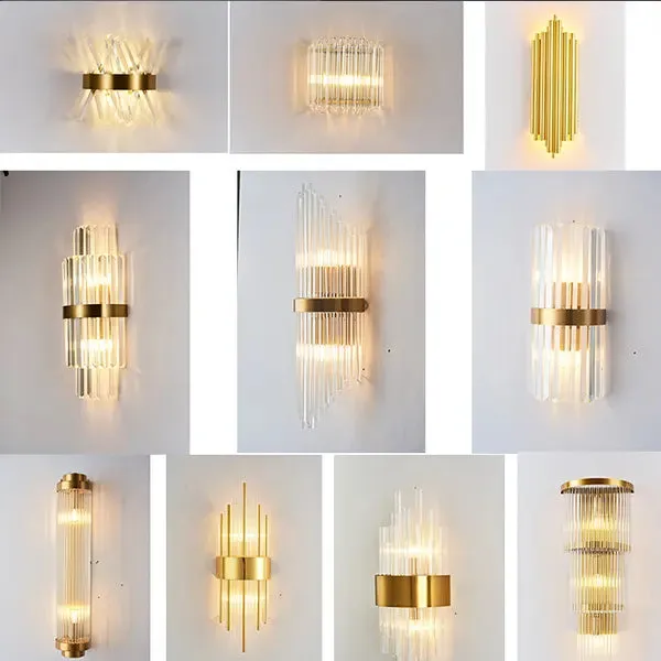 Wall lamp led Nordic creative corridor aisle lamp home background bedroom light luxury crystal bedside wall lamp