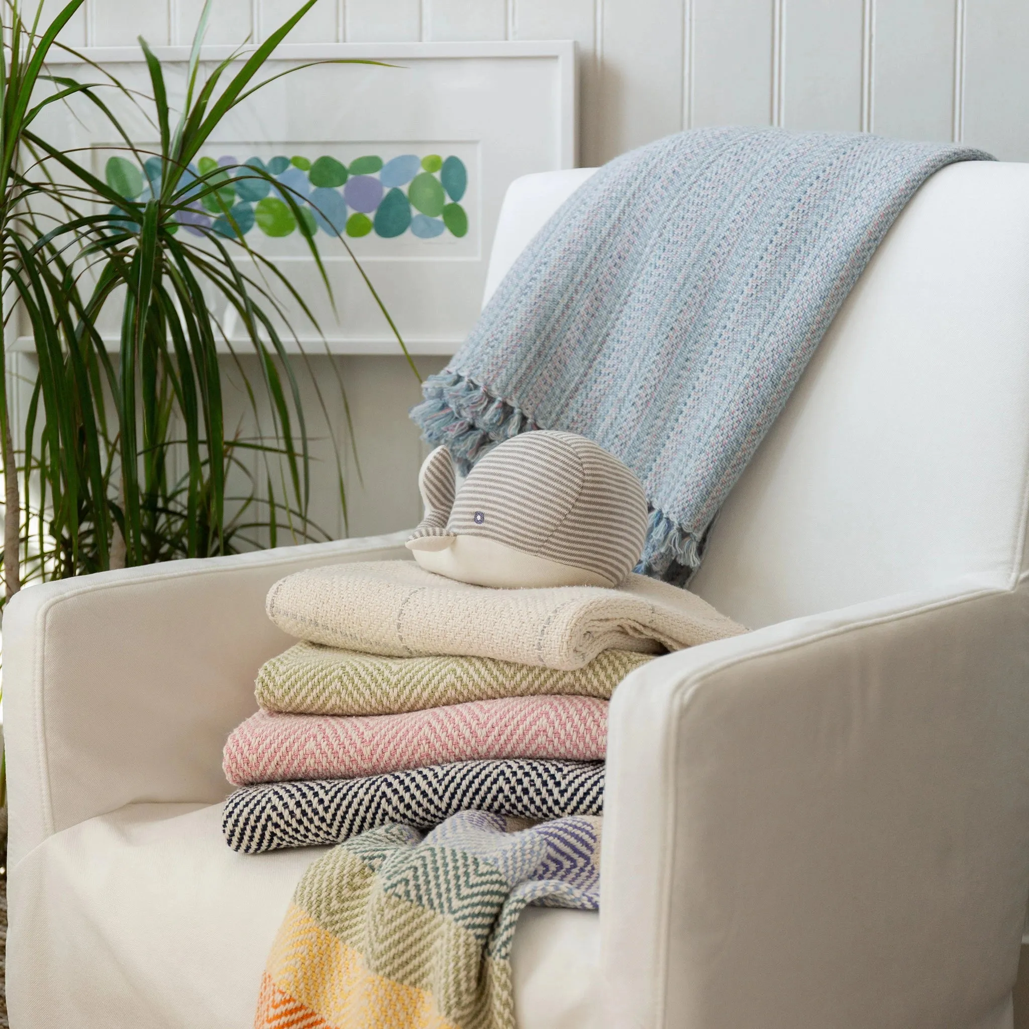 White and Gray Windowpane Baby Blanket