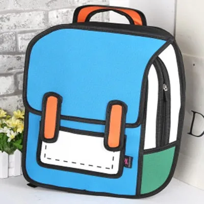 Women Backpack 3D Jump Style 2D Drawing Cartoon Back Bag Comic Messenger Tote Fashion Cute Student Bags Unisex Knapsack Bolos