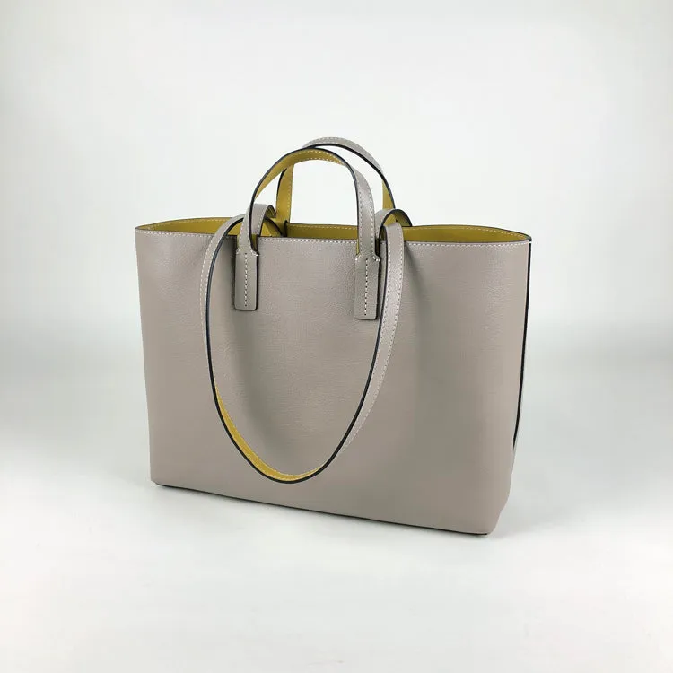 Womens Gray Leather Shoulder Tote Bags Best Tote Handbag Shopper Bags Purse for Ladies