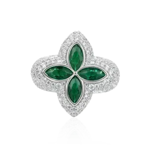 Women's Iced Luminous Clover Ring