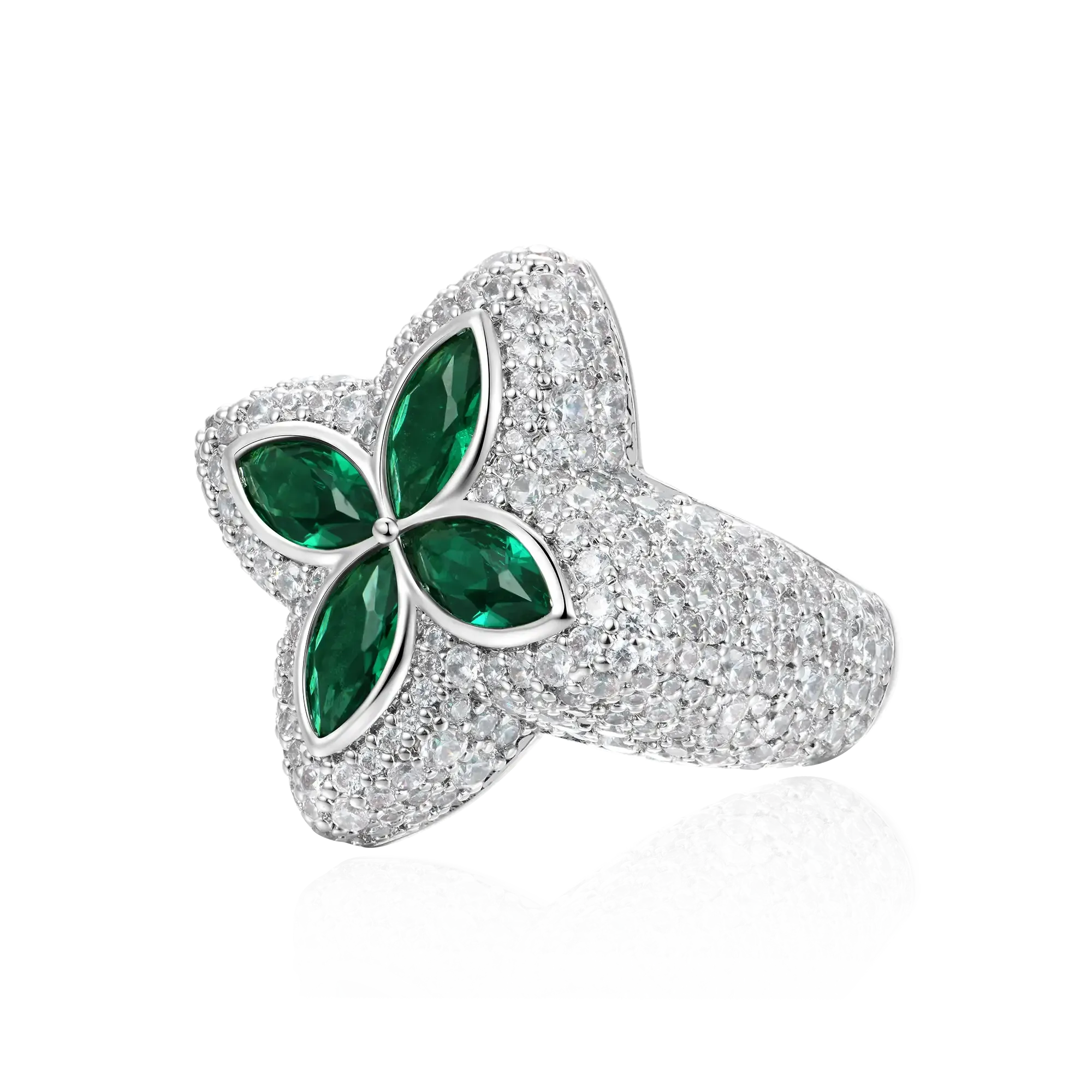 Women's Iced Luminous Clover Ring