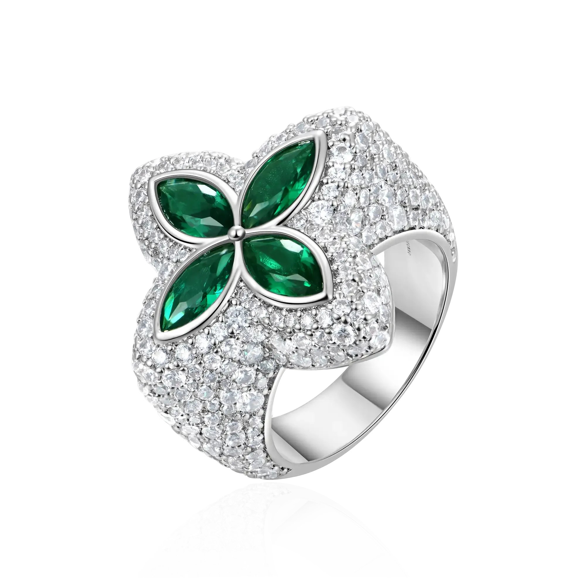 Women's Iced Luminous Clover Ring