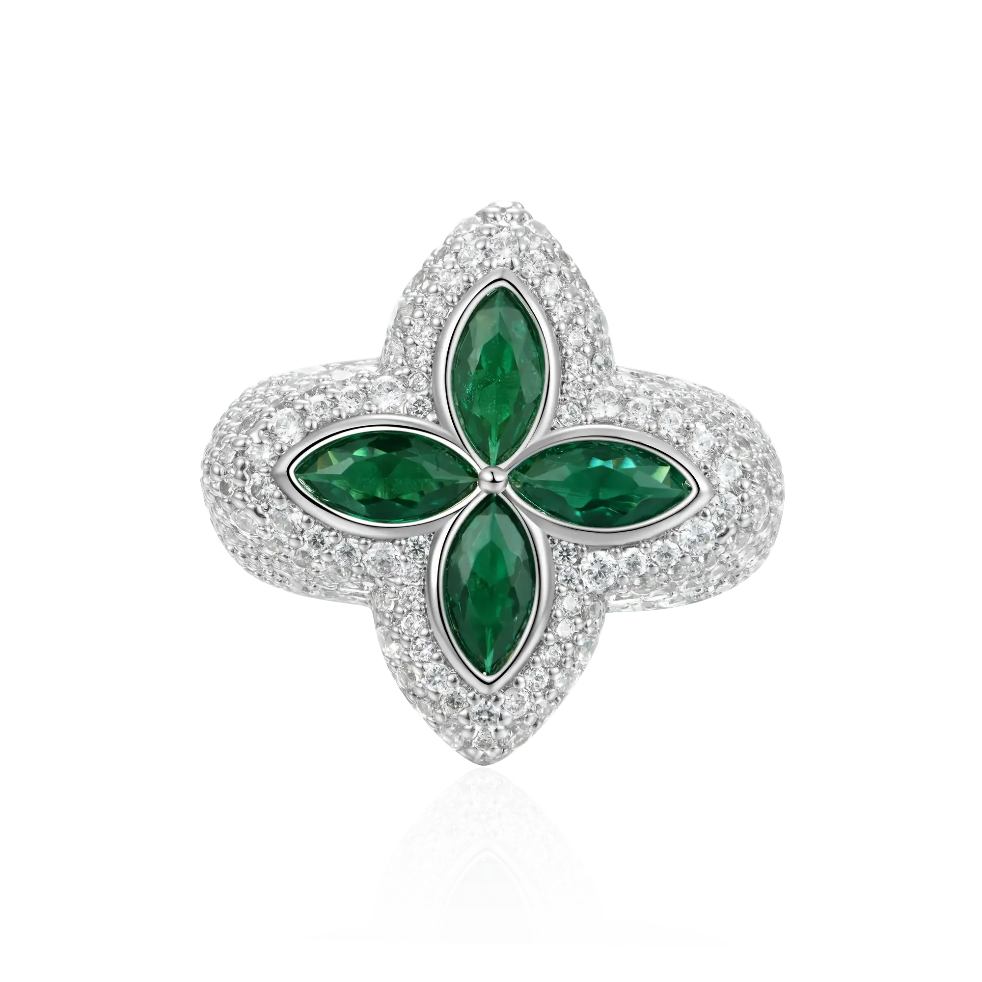 Women's Iced Luminous Clover Ring