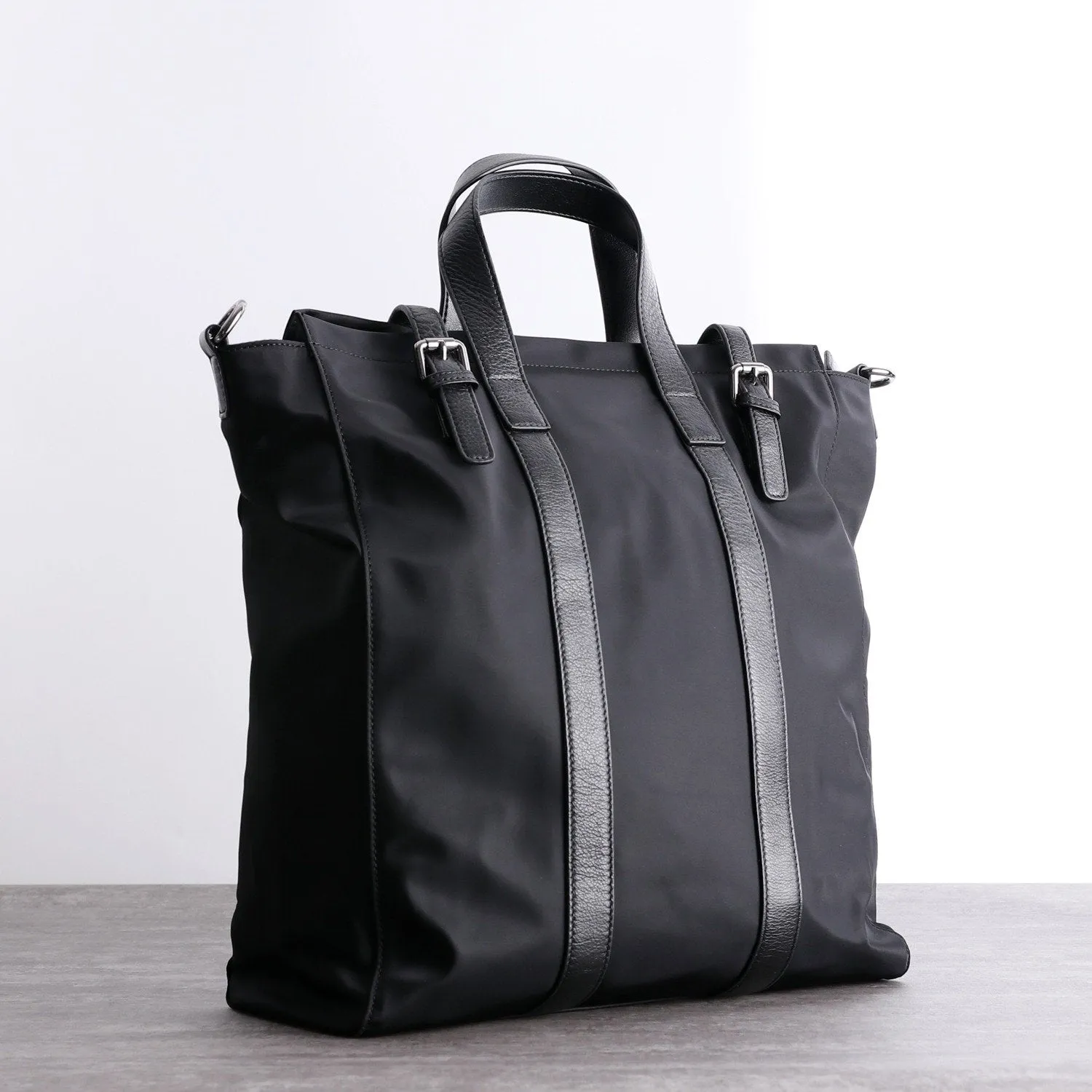 Womens Nylon Leather Tote Handbag Vertical Womens Black Nylon Shoulder Travel Purse Nylon Work Purse for Ladies