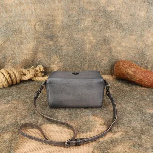 Womens Small Boxy Leather Crossbody Purse Leather Shoulder Bag For Women