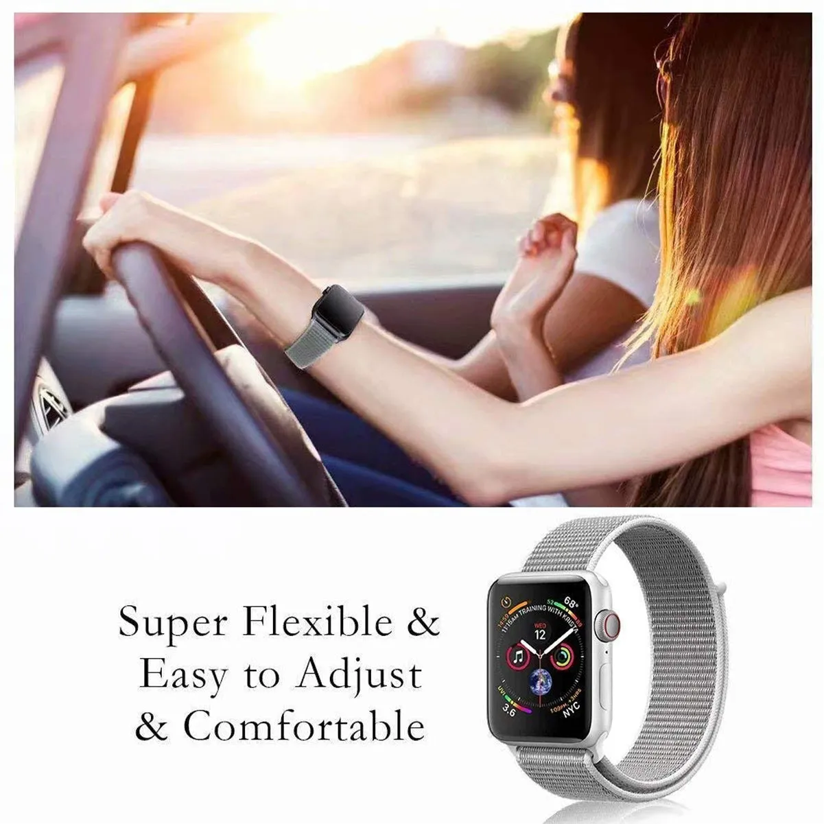 Woven Nylon Strap For Apple Watch-Seashell (42/44/45/49mm)