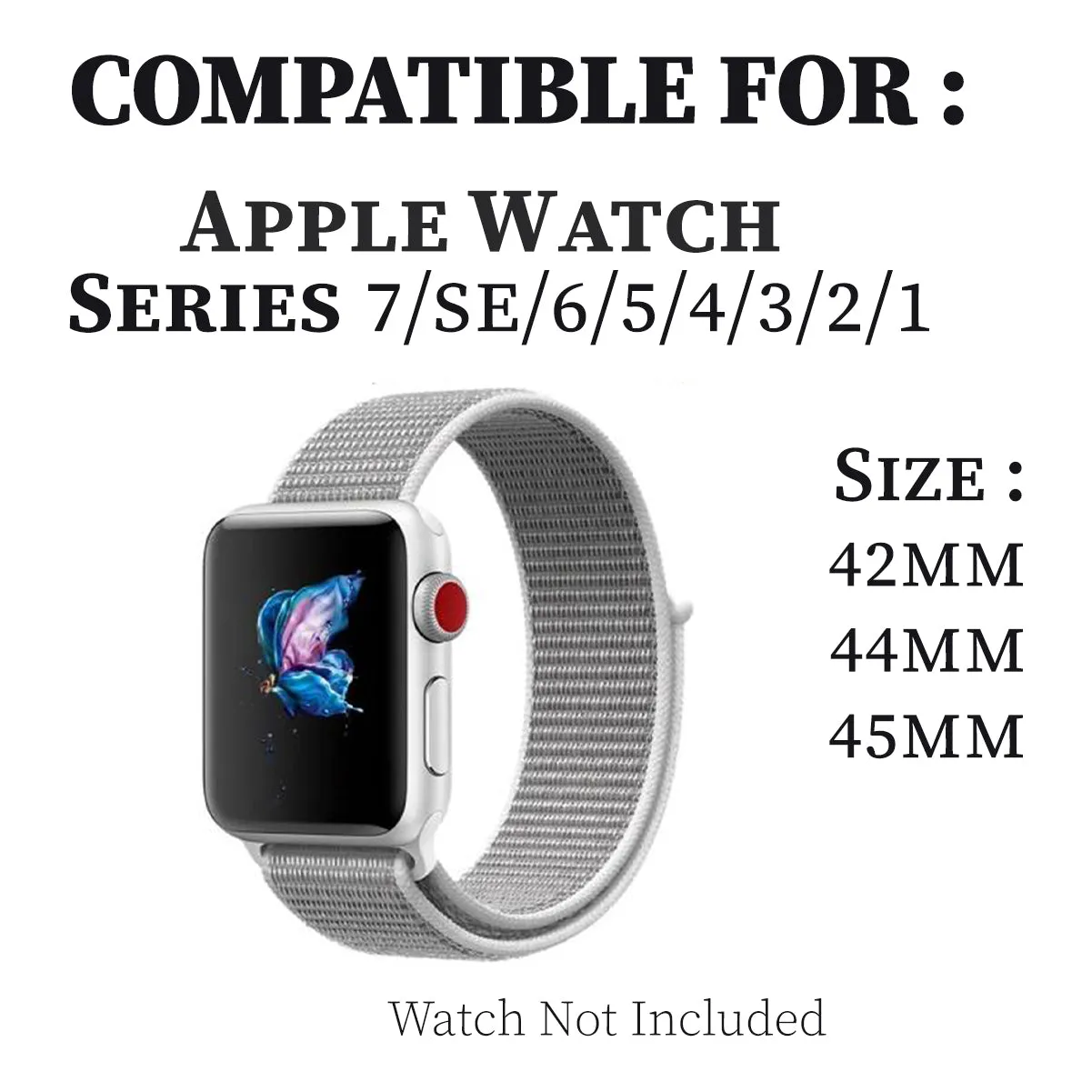 Woven Nylon Strap For Apple Watch-Seashell (42/44/45/49mm)